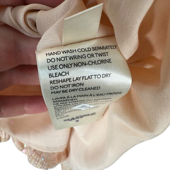 by Anthropologie Amelie Cami Tank Top Womens Size 6 Peach Pink Sequin Ruffle - Picture 9 of 15